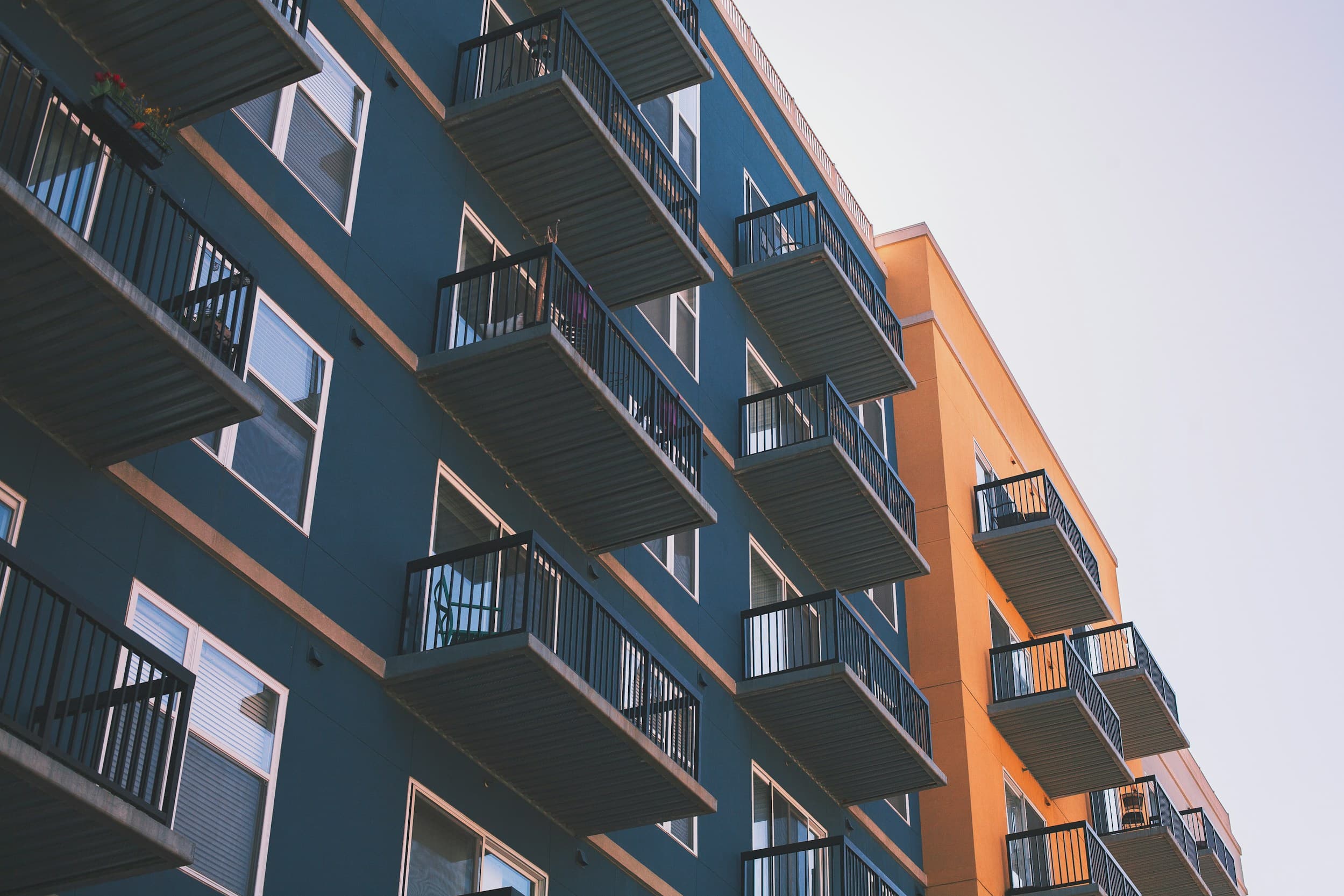 Sarbet apartment exterior with warm balcony lighting